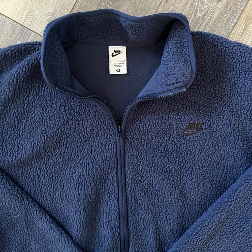 Nike Club Fleece Sherpa Winterized Navy Blue Full Zip Jacket Men’s Large - Picture 5 of 13